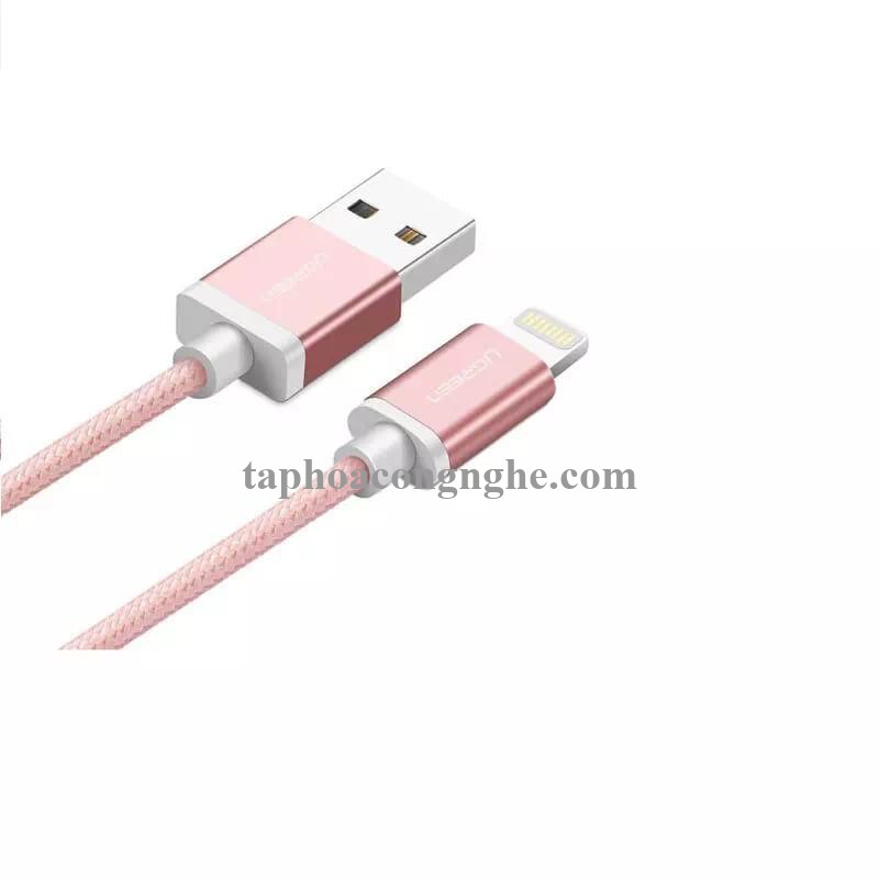 Ugreen 40697 0.5M màu Hồng Cáp Lightning sạc + truyền dữ liệu cho iPhone US199 30040697